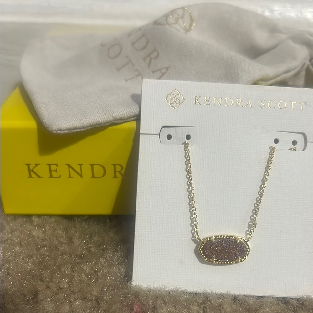 NWT Kendra Scott Gold Necklace with Deep Purple Stone
